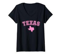 Mujer Texas Lone Star State Vintage Desert Texan Cowboy TX Rosa Camiseta Cuello V
