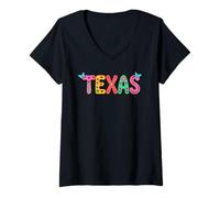 Mujer Texas Retro Aesthetic Floral Boho Design for Women and Girls Camiseta Cuello V