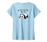 Mujer Texto "もうどうにでもな〜れ" animal lindo y gracioso Camiseta Cuello V