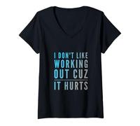 Mujer Texto de Humor Divertido Divertido No me Gusta Hacer Ejercicio Porque Duele Camiseta Cuello V