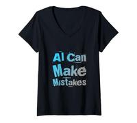 Mujer Texto de Humor Divertido Divertido para la Gente Divertido AI Puede cometer Errores Camiseta Cuello V