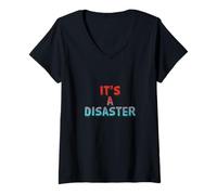 Mujer Texto de Humor Divertido Divertido para la Gente Divertido Es un Desastre Camiseta Cuello V