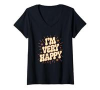 Mujer Texto de Humor Divertido Divertido para la Gente Gracioso Estoy Muy Feliz Camiseta Cuello V