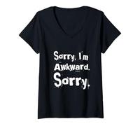Mujer Texto de Humor Divertido Divertido para la Gente Lo Siento, Soy incómodo, lo Siento Camiseta Cuello V