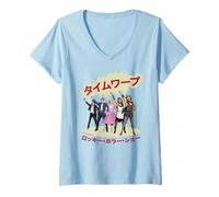 Mujer Texto japonés Vamos a hacer la deformación del tiempo otra vez Camiseta Cuello V