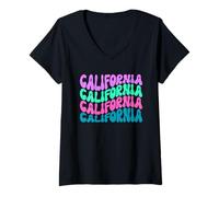 Mujer Texto Ondulado Lindo I Love California Camiseta Cuello V