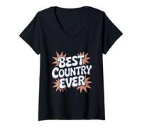 Mujer Texto patriótico genial divertido Best My Country Best Country Ever Camiseta Cuello V