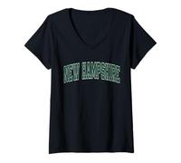 Mujer Texto Vintage Verde Retro de New Hampshire Camiseta Cuello V