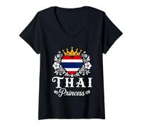 Mujer Thai Princess Thailand Flag Proud Thai Girl Camiseta Cuello V