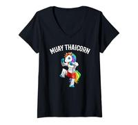 Mujer Thaicorn Chicas Guapas Muay Thai Unicornio Camiseta Cuello V