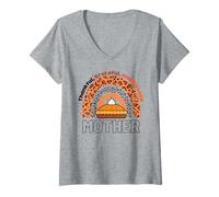 Mujer Thankful Grateful & Blessed Mother Acción de Gracias Mujeres Madre Camiseta Cuello V