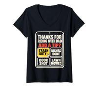 Mujer Thanks For Riding with Dad Add A Tip Chores Funny Dad Humor Camiseta Cuello V