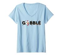Mujer Thanksgiving Gobble Till You Wobble Gobble Camiseta Cuello V