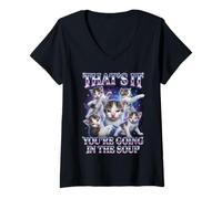 Mujer “That’S IT You’re Going IN The Soup” Gato Divertido Camiseta Cuello V