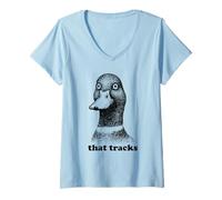 Mujer That Tracks Duck Dry Humor Irónico Camiseta Cuello V