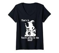 Mujer That's It You'Re Going in The Soup Cat Witch Witches Brew Camiseta Cuello V