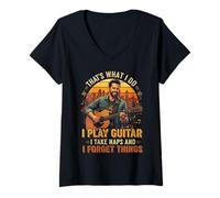 Mujer That's What I do I Play Guitar I Take Naps I Forget Things Camiseta Cuello V