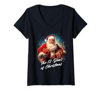 Mujer The 12 Deals of Christmas - Trump Santa Funny Graphic Camiseta Cuello V
