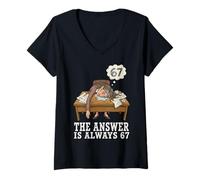 Mujer The Answer Is Always 67 Math Teacher Meme 90s Retro Cartoon Camiseta Cuello V
