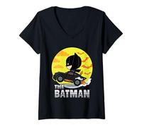 Mujer The Batman Batmobile Wheelie Chibi Camiseta Cuello V