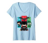Mujer The Batman Catwoman Riddler Panels Chibi Camiseta Cuello V