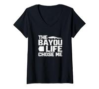 Mujer The Bayou Life Chose Me Funny Cazador de caimanes de Caza Camiseta Cuello V