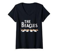 Mujer The Beagles Funny Beagle Owner Gift Dog Music Lover Outfit Camiseta Cuello V