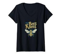 Mujer The Bees Knees Funny Cute Bee Juego de Palabras Primavera Verano Buzz Camiseta Cuello V