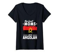 Mujer The Best Moms are Angolan Mother's Day Angola Flag Camiseta Cuello V