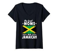 Mujer The Best Moms are Jamaican Mother's Day Jamaica Flag Camiseta Cuello V