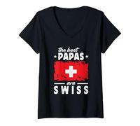 Mujer The Best Papas are Swiss Father's Day Switzerland Flag Camiseta Cuello V