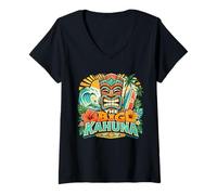 Mujer The Big Kahuna Hawaiian Tiki Surf Vintage Tropical Camiseta Cuello V