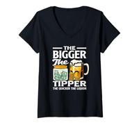 Mujer The Bigger The Tipper Bartender Humor Diversión Camiseta Cuello V