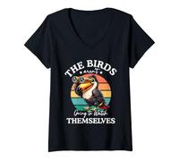 Mujer The Bird Aren't Going to Watch Themselves Birdwatching Camiseta Cuello V