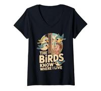 Mujer The Birds Know Where I Live Comedero Pájaros Camiseta Cuello V