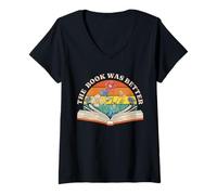 Mujer The Book Was Better Funny Book Reader - Camiseta con cita Camiseta Cuello V