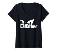Mujer The Catfather Abyssinian Cat Lover Funny Father Cat Dad Camiseta Cuello V