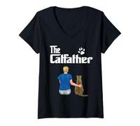 Mujer The Catfather American Shorthair Cat Dad Funny Cats Loves Camiseta Cuello V
