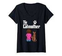 Mujer The Catmother Bengal Cat Lover Funny Mother Cat Mom Camiseta Cuello V