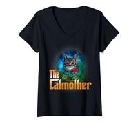 Mujer The Catmother Funny Kitten Cat Lover Funny Mom Mothers Day Camiseta Cuello V