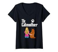 Mujer The Catmother Maine Coon Cat Lover Funny Mother Cat Mom Camiseta Cuello V