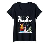 Mujer The Catmother Sphynx Cat Mom Christmas Funny Kitty Xmas Camiseta Cuello V