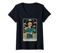 Mujer The Cement Mixer Hormigonera Esqueleto Tarot Card Witchy Camiseta Cuello V