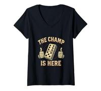 Mujer The Champ Is Here Dominó King Domino Player Tile Lover Camiseta Cuello V