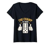 Mujer The Champ Is Here Dominó King Domino Player Tile Lover Camiseta Cuello V
