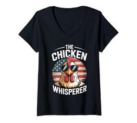Mujer The Chicken Whisperer Retro | Funny Vintage Chicken Farmer Camiseta Cuello V