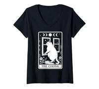 Mujer The Chonk Funny Fat Cat Meme Tarot Card Witchy Camiseta Cuello V