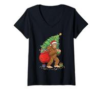 Mujer The Christmas Wonder Bigfoot - Árbol de Navidad Camiseta Cuello V