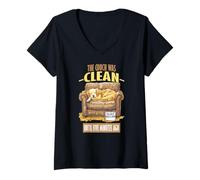 Mujer THE COUCH WAS CLEAN UNTIL FIVE MINUTES AGO Camiseta Cuello V
