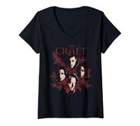 Mujer The Craft Earth Witch Red Flowers Goth 90's Movie Camiseta Cuello V